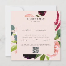 Eleganter Blush Floral Square Wedding QR Code UAWG