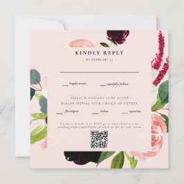 Eleganter Blush Floral Square Wedding QR Code UAWG