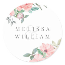 Eleganter Blush Floral Wedding Umschlag Aufkleber