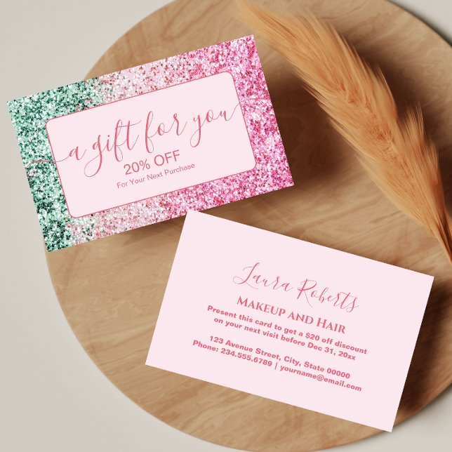 Eleganter Blush-Glamour-Stil Rabattkarte (Von Creator hochgeladen)
