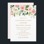 Eleganter Blush Gold 16. Geburtstag Einladung<br><div class="desc">Hübscher Blumengeburtstag Einladungen im Kleinen Bayleigh Store!</div>