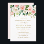 Eleganter Blush Gold 60. Geburtstag Einladung<br><div class="desc">Hübscher Blumengeburtstag Einladungen im Kleinen Bayleigh Store!</div>