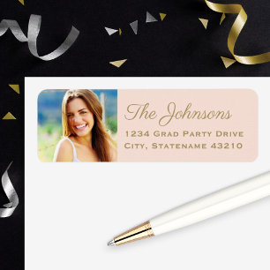 Eleganter Blush-Gold-Foto-Adresse für Rücksendeeti