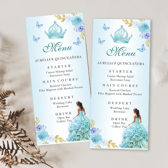 Eleganter Blush Lila Blütenpracht Quinceñera Gebur Menükarte (Von Creator hochgeladen)