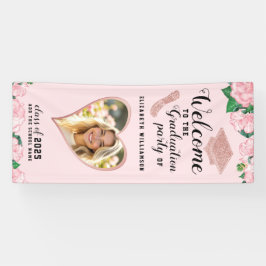 Eleganter Blush Pink Blumen Abschluss Willkommen Banner