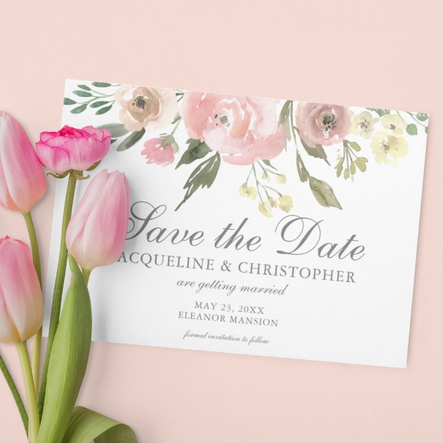 Eleganter Blush Pink Blumengarten Sommergarten Save The Date (Von Creator hochgeladen)
