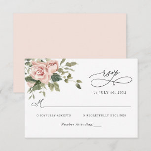 Eleganter Blush Pink Botanische Hochzeit RSVP