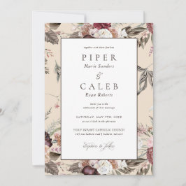 Eleganter Blush Pink Burgund Bläserner Hochzeitsem Einladung