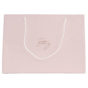 Eleganter Blush Pink & Chic Goldene Skriptname Große Geschenktüte