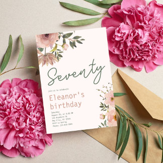 Eleganter Blush Pink Floral Geburtstag Einladung