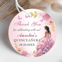 Eleganter Blush Pink Floral Quinceañera Geburtstag