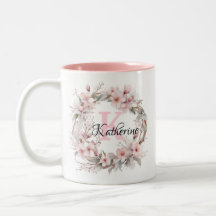 Eleganter Blush Pink Floral Watercolor Monogram Na