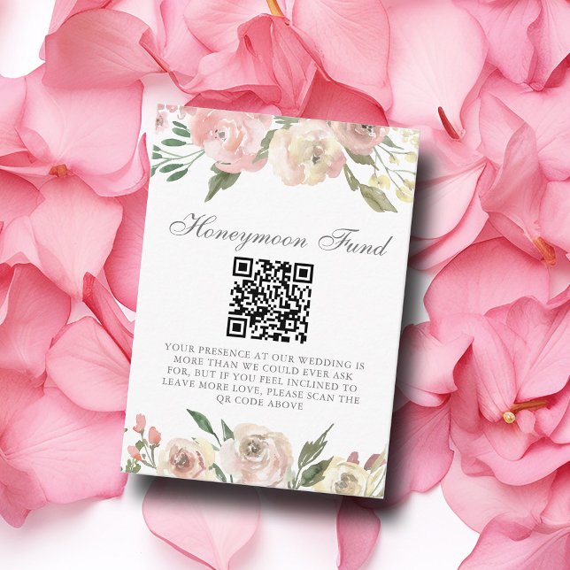 Eleganter Blush Pink Floral Wedding Honeymoon Fund Begleitkarte (Von Creator hochgeladen)