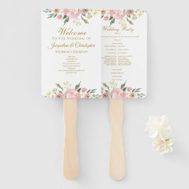 Eleganter Blush Pink Gold Floral Wedding Program F Fächer