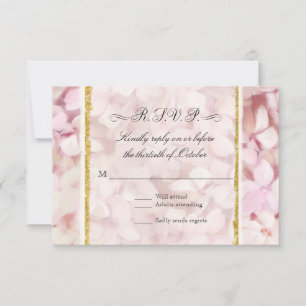 Eleganter Blush Pink Hydrangea Moderner Gold Glitz RSVP Karte