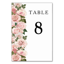 Eleganter Blush Roses Blumentisch Tischnummer