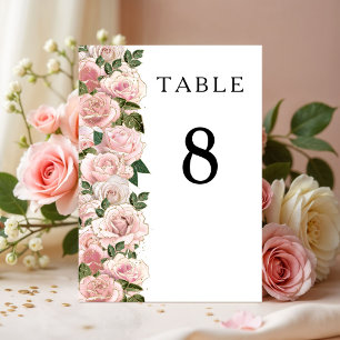 Eleganter Blush Roses Blumentisch Tischnummer