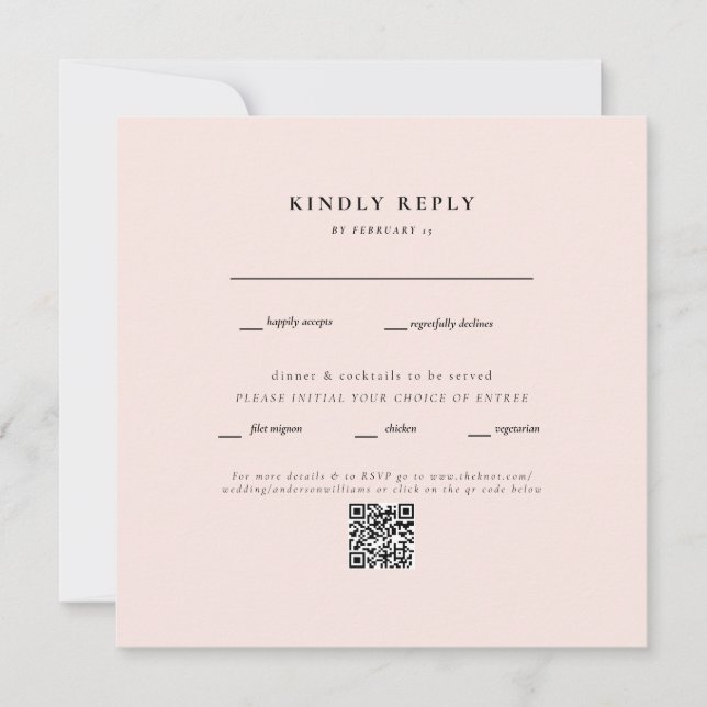 Eleganter Blush Square Wedding QR Code UAWG (Vorderseite)