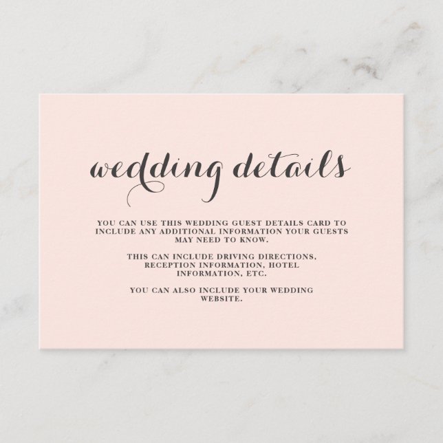 Eleganter Blush und Gray Wedding Double Side Gast Begleitkarte (Vorderseite)