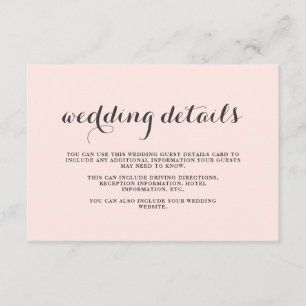 Eleganter Blush und Gray Wedding Double Side Gast Begleitkarte
