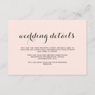 Eleganter Blush und Gray Wedding Double Side Gast Begleitkarte