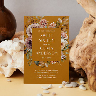 Eleganter Blütensenf in Aquarellfarben, Orange Swe Einladung