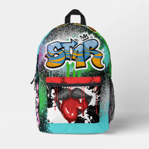 Eleganter blutiger Vampir modernen Straßenart Blac Bedruckter Rucksack