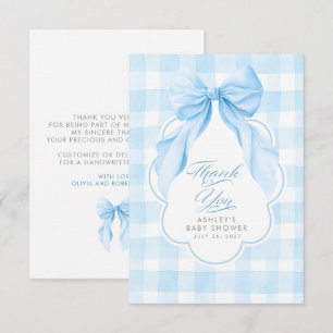 Eleganter Bogen Blau Gingham Süß Danke