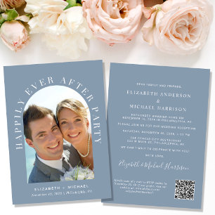 Eleganter Bogen Foto-QR-Code Hochzeitsempfang Einladung