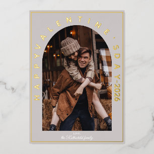 Eleganter Bogen Frohes Valentinstag-Foto Folien Feiertagskarte