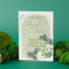 Eleganter Bogen Sage Grün & Weiße Wasserfarbe flor Save The Date