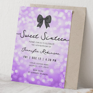 Eleganter Bogen und Lichter Sweet Sixteen Lila Einladung