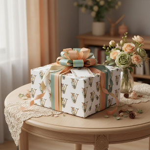 Eleganter bohemianischer Blumenbuchstabe V Geschenkpapier