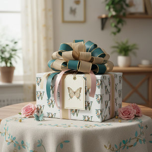 Eleganter bohemianischer Blumenbuchstabe W Geschenkpapier