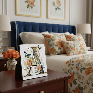Eleganter bohemianischer floraler Buchstabe A Fotoplatte