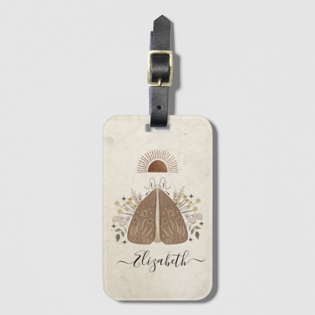 Eleganter Bohemischer Schmetterling Gepäckanhänger (Vorderseite Vertikal)