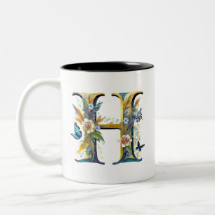 Eleganter böhmischer Blumenbrief H Zweifarbige Tasse