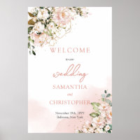 Eleganter Boho Aquarell weiche rosa Hochzeitsempfa