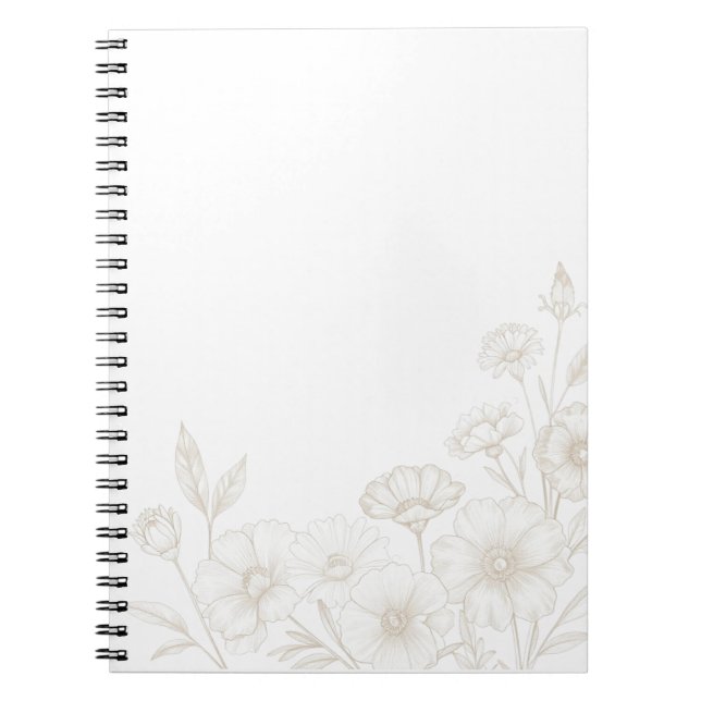 Eleganter Boho-Blumen-Linienkunst-Rahmenhintergrun Notizblock (Vorderseite)