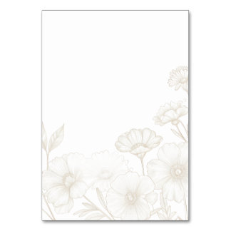 Eleganter Boho-Blumen-Linienkunst-Rahmenhintergrun Tischnummer