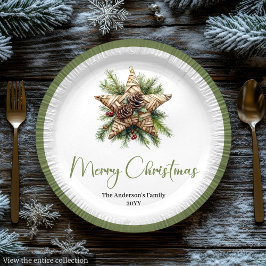 Eleganter Boho-Botanischer-Christbaum-Tafel-Teller Pappteller
