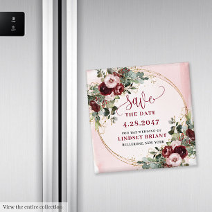 Eleganter Boho-Burgunder-Rosa-Gold-Blumenmagnet Magnet