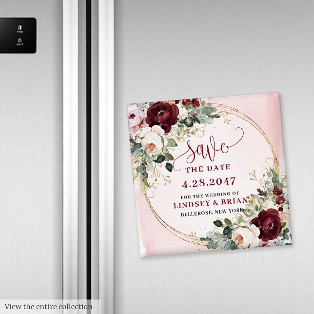 Eleganter Boho-Burgunder-Rosa-Gold-Blumenmagnet Magnet (Elegant Boho Burgundy Blush Gold Floral Magnet

)