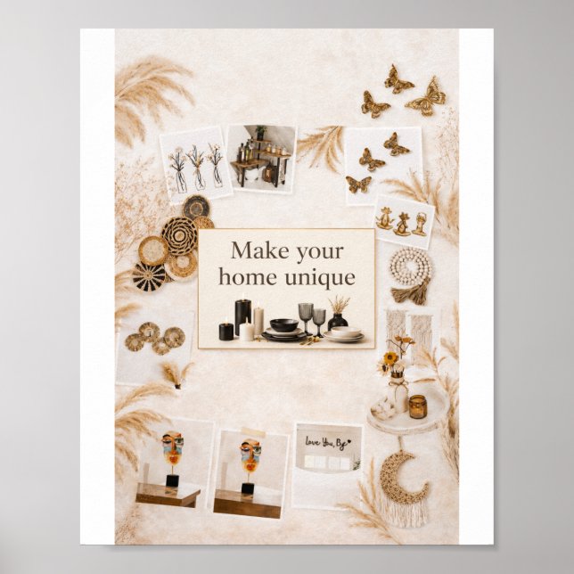 Eleganter Boho-Chic-Wandkunstposter - Mach dein Zu Poster (Vorne)