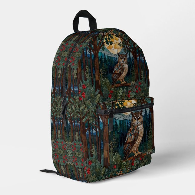 Eleganter Boho-Fleck-Glasuhwald Bedruckter Rucksack (Rückseitige Ecke links)