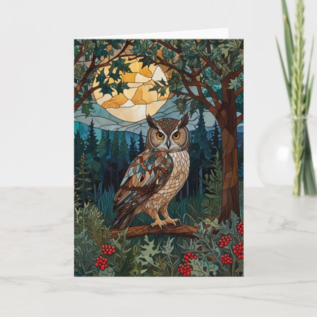 Eleganter Boho-Fleck-Glasuhwald Karte (Vorderseite)
