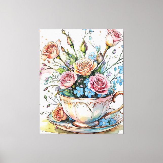 Eleganter Boho Floral Art gedehnte Leinwand Druck (Vorderseite)