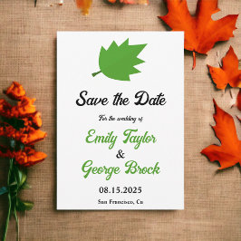 Eleganter Boho Grüner Herbst hinterlässt Hochzeit Save The Date