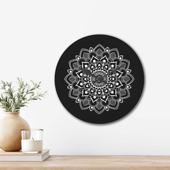 Eleganter Boho-Mandala  Große Wanduhr (Von Creator hochgeladen)