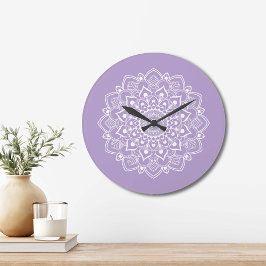 Eleganter Boho-Mandala  Große Wanduhr